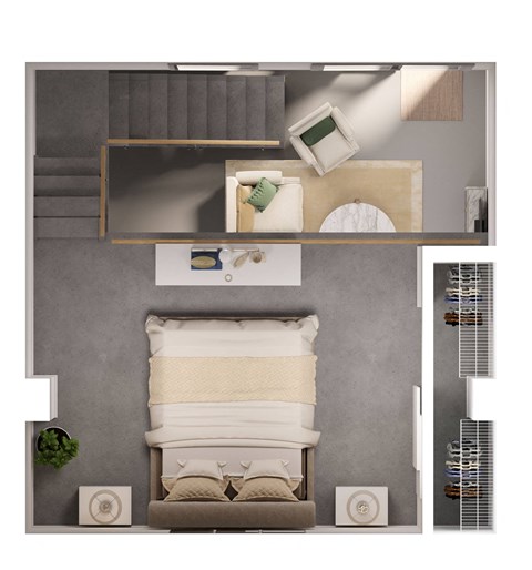 Floor plan for studio, 1 bath, 860 sqft